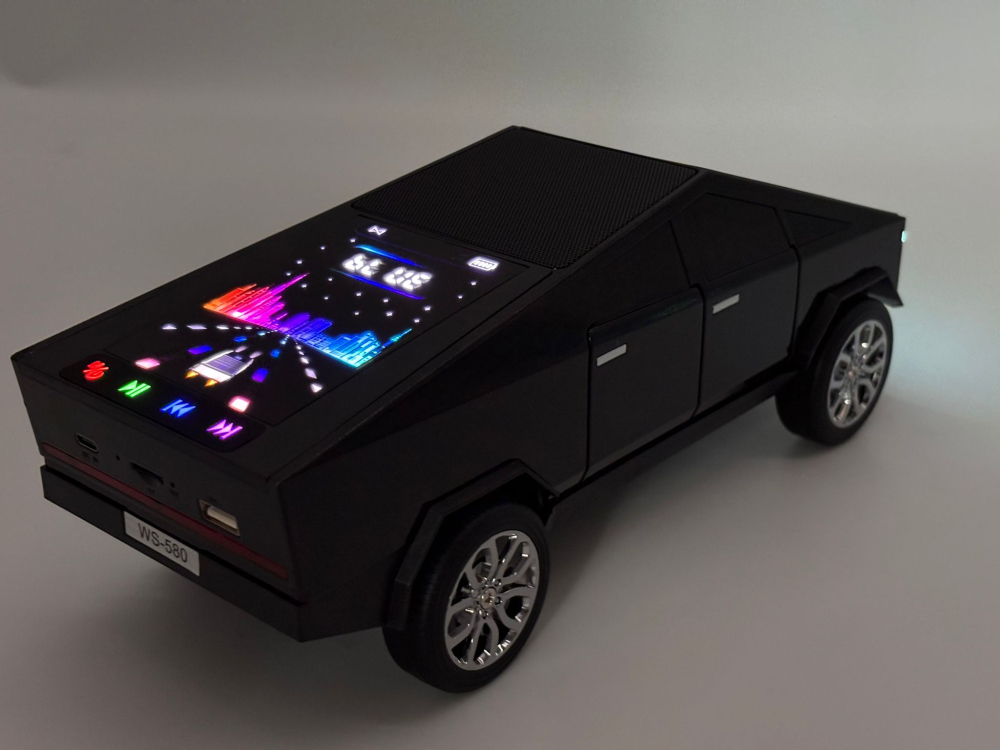 Boxă Bluetooth Portabilă Tesla Cybertruck WS-580, Calitate Audio Premium, 30 cm, Lumină RGB, FM Radio, USB, TF Card, Type-C [10]