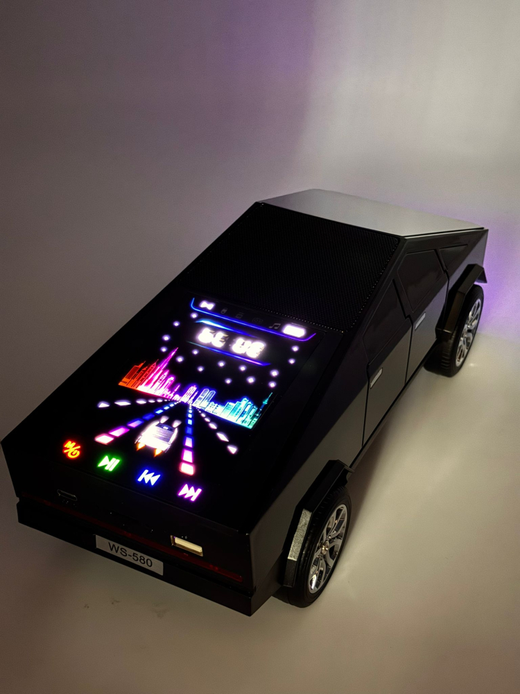 Boxă Bluetooth Portabilă Tesla Cybertruck WS-580, Calitate Audio Premium, 30 cm, Lumină RGB, FM Radio, USB, TF Card, Type-C [8]
