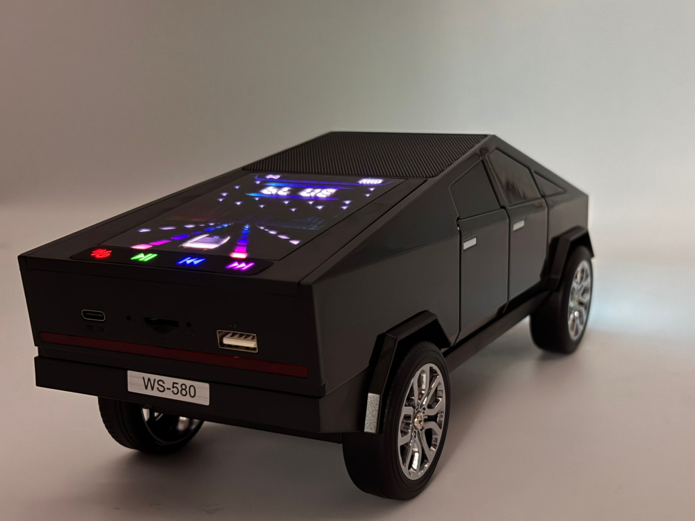 Boxă Bluetooth Portabilă Tesla Cybertruck WS-580, Calitate Audio Premium, 30 cm, Lumină RGB, FM Radio, USB, TF Card, Type-C [13]