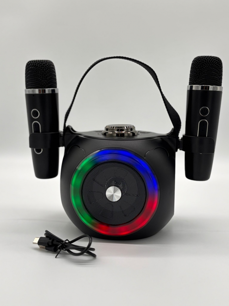Boxă Karaoke cu 2 Microfoane Wireless, Lumini RGB, Bluetooth 5.4 – Calitate Audio Premium [12]
