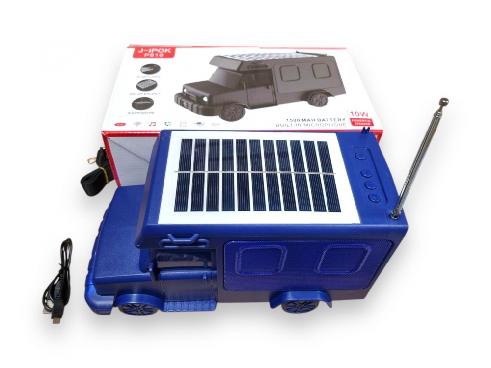 Boxa Portabila cu Panou Solar, Calitate Audio Premium, cu Bluetooth, MP3, USB, Card TF, U Disk, Radio FM, HIFI Stereo - Rosu [3]