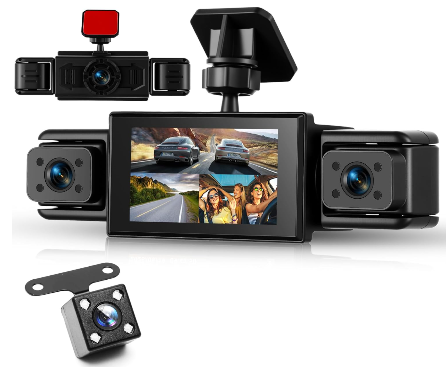 Cameră Auto 360° cu 3 Camere +  Cameră Marșarier Inclusă, Tip Crocodil, Față-Spate-Stânga-Dreapta, Full HD 1080P, Viziune Nocturnă IR, Monitorizare Parcare 24h [9]