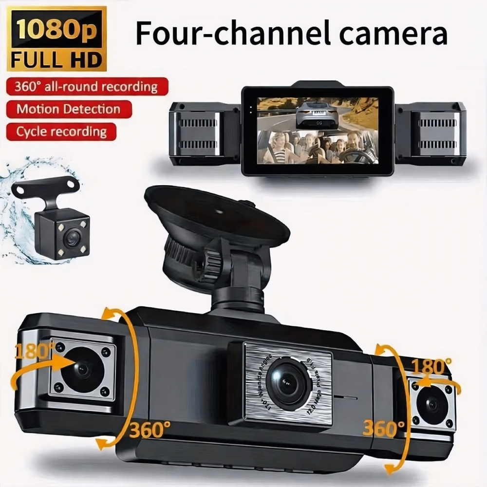 Cameră Auto 360° cu 3 Camere +  Cameră Marșarier Inclusă, Tip Crocodil, Față-Spate-Stânga-Dreapta, Full HD 1080P, Viziune Nocturnă IR, Monitorizare Parcare 24h [11]