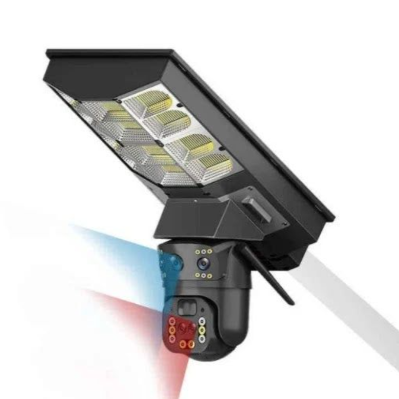 Cameră de Supraveghere Solară 4G cu Lampă Integrată, 4 Lentile, Sistem 5-în-1, Rotire 360°, Detecție Mișcare, Viziune Nocturnă IR & Color, Audio Bidirecțional, IP67, Panou Solar, Monitorizare Live [11]