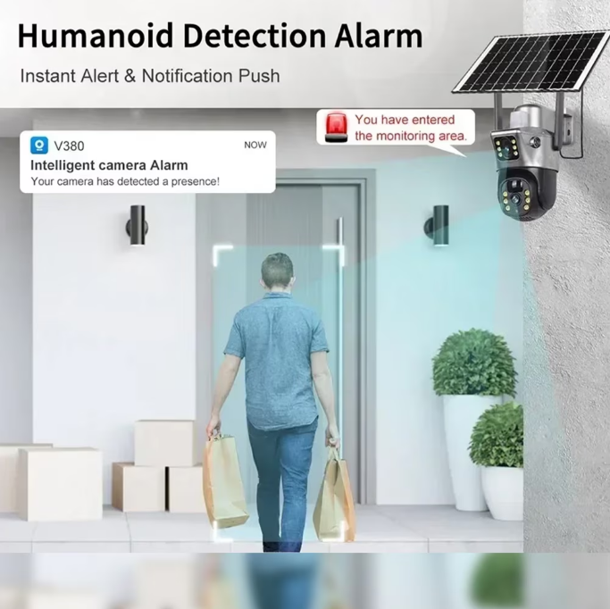 Cameră de Supraveghere Cu Panou Solar V380 Pro, Functionalitate Cartela SIM 4G/WiFi, cu Panou Solar, 4K Ultra HD, Control prin App Store & Google Play, Vedere Nocturna, Rezistenta la Apa, Cloud, 360° [6]