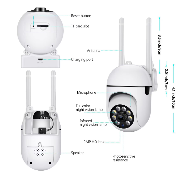 Cameră de Supraveghere WiFi 4MP, Rotire 360°, Zoom 10X, Viziune Nocturnă, Audio Bidirecțional, V380 Pro [8]