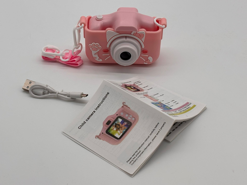 Cameră Foto Digitală pentru Copii, cu Husă Detasabilă, Suport Micro Card SD,Cablu USB și Agățătoare Tip Breloc, Jocuri Snake și Tetris, Funcție Selfie, Muzică și Fotografiere [6]