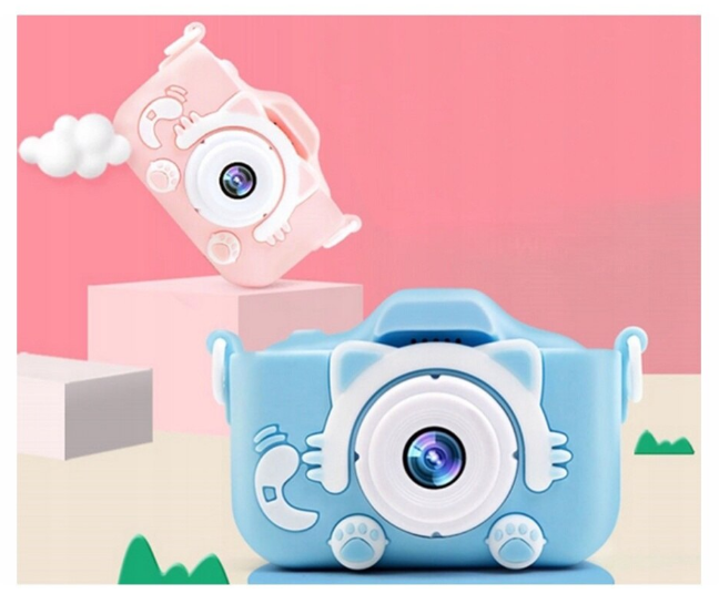 Cameră Foto Digitală pentru Copii, cu Husă Detasabilă, Suport Micro Card SD,Cablu USB și Agățătoare Tip Breloc, Jocuri Snake și Tetris, Funcție Selfie, Muzică și Fotografiere [8]