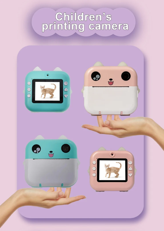 Camera Foto Digitala pentru Copii cu imprimare instant – Ecran HD, Filmare, Jocuri, Cablu Tip C, Curea și 3 Role incluse [2]