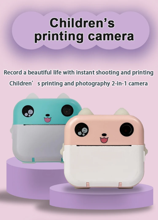Camera Foto Digitala pentru Copii cu imprimare instant – Ecran HD, Filmare, Jocuri, Cablu Tip C, Curea și 3 Role incluse [4]