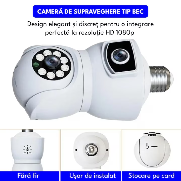 Cameră Supraveghere V380 Pro Smart, 2 Obiective, WiFi, 4MP, Vizualizare dublă, Infrarosu, Rotire 360° , Audio Bidirecțional, Control din Aplicatie ("V380 PRO" pe Magazin Play/App Store ) [8]