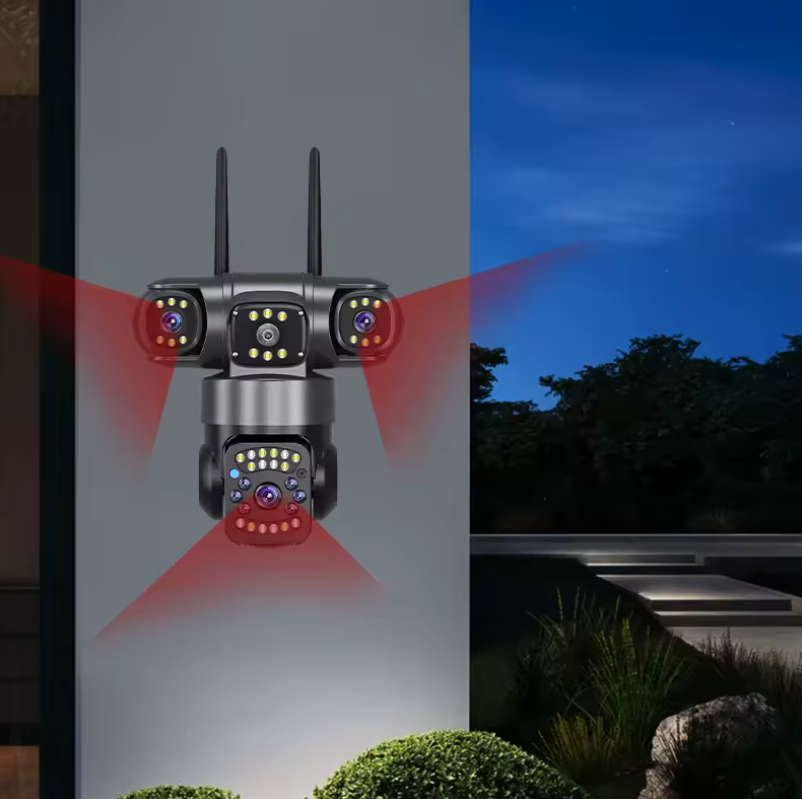 Camera Supraveghere WiFi, 9MP, 3 Camere, Rotire 360°, Zoom Digital 10X, Detectare Miscare, Comunicare Bidirectionala, Proiector LED Lumini, Viziune Nocturna, Protectie IP66 [4]