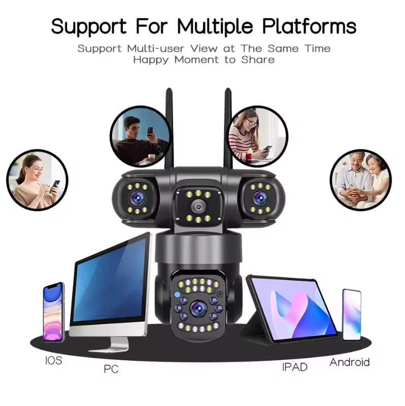 Camera Supraveghere WiFi, 9MP, 3 Camere, Rotire 360°, Zoom Digital 10X, Detectare Miscare, Comunicare Bidirectionala, Proiector LED Lumini, Viziune Nocturna, Protectie IP66 [3]