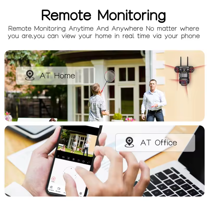 Camera Supraveghere WiFi, 9MP, 3 Camere, Rotire 360°, Zoom Digital 10X, Detectare Miscare, Comunicare Bidirectionala, Proiector LED Lumini, Viziune Nocturna, Protectie IP66 [8]