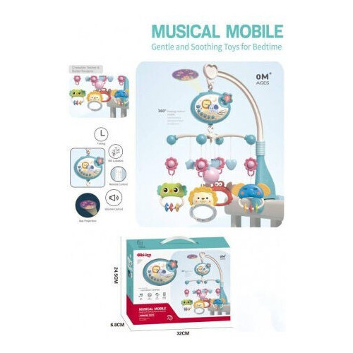 Carusel Muzical pentru Patut cu Proiectie Stele si Rotire 360°, Muzica Linistitoare, 400 Cantece de Leagan [6]