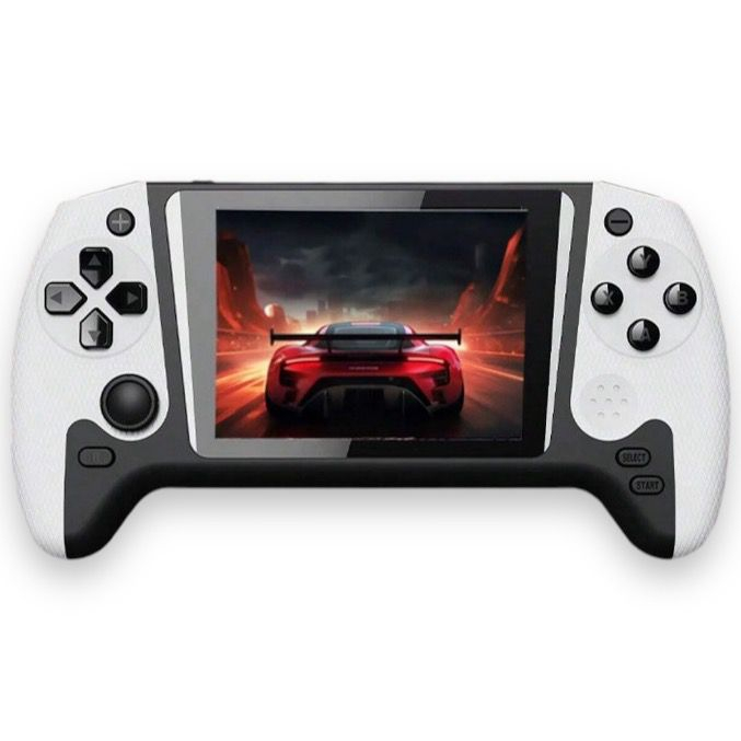 Consola de Jocuri Portabila - 500 Jocuri Clasice, Conectare la Televizor prin Cablu AV, Ecran Color HD, Baterie de Lunga Durata, Reincarcabila USB - Alb [1]