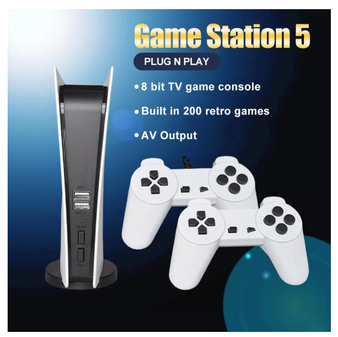 Consola De Jocuri Video Retro Wireless GS5, 2 x Controller Fara Fir, Super 8 BIT Game, Alb/Negru, 200 Jocuri [6]