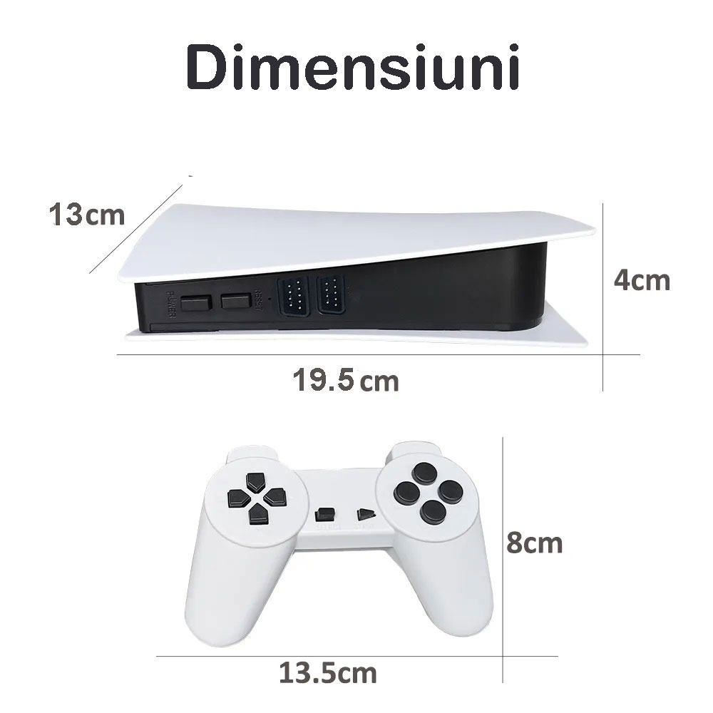 Consola De Jocuri Video Retro Wireless GS5, 2 x Controller Fara Fir, Super 8 BIT Game, Alb/Negru, 200 Jocuri [3]