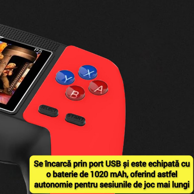 Consolă Retro Portabilă cu 520 Jocuri, Conectare TV prin Cablu AV, Ecran 7.5 cm, Baterie Li-Ion Reîncărcabilă, 1020 mAh [2]