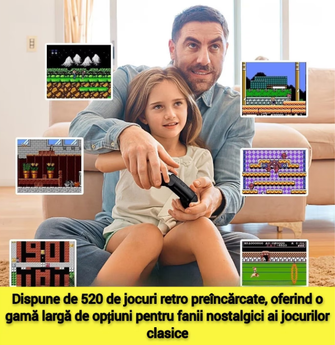 Consolă Retro Portabilă cu 520 Jocuri, Conectare TV prin Cablu AV, Ecran 7.5 cm, Baterie Li-Ion Reîncărcabilă, 1020 mAh [3]