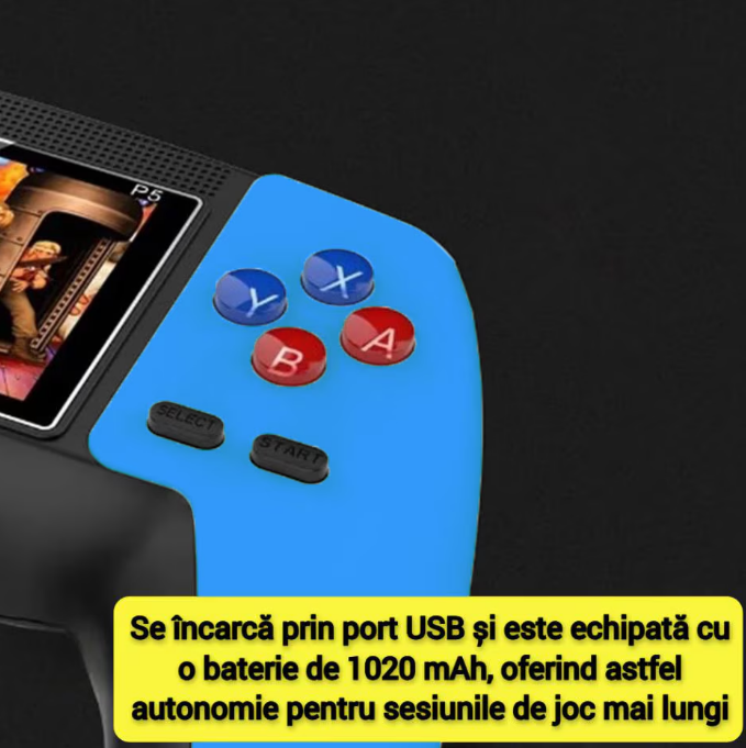 Consolă Retro Portabilă cu 520 Jocuri, Conectare TV prin Cablu AV, Ecran 7.5 cm, Baterie Li-Ion Reîncărcabilă, 1020 mAh [4]