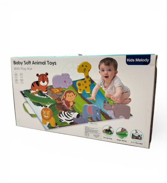 Covor pentru Copii cu Animale din Junglă, 9 Figurine Incluse, Covoraș Transformabil în Gentuță cu Arici, Joc Educativ Montessori [10]