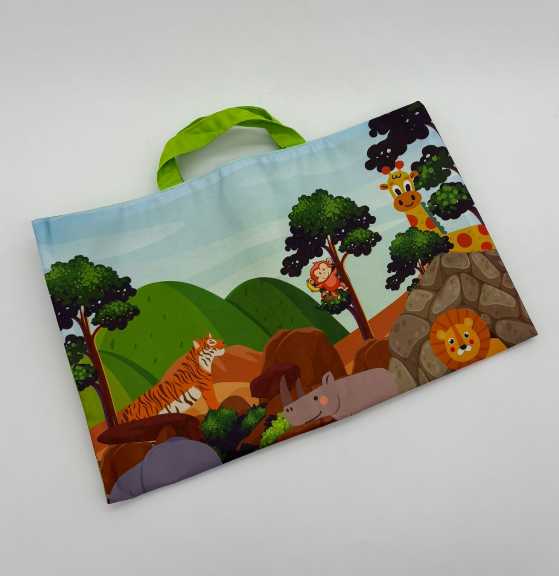 Covor pentru Copii cu Animale din Junglă, 9 Figurine Incluse, Covoraș Transformabil în Gentuță cu Arici, Joc Educativ Montessori [5]