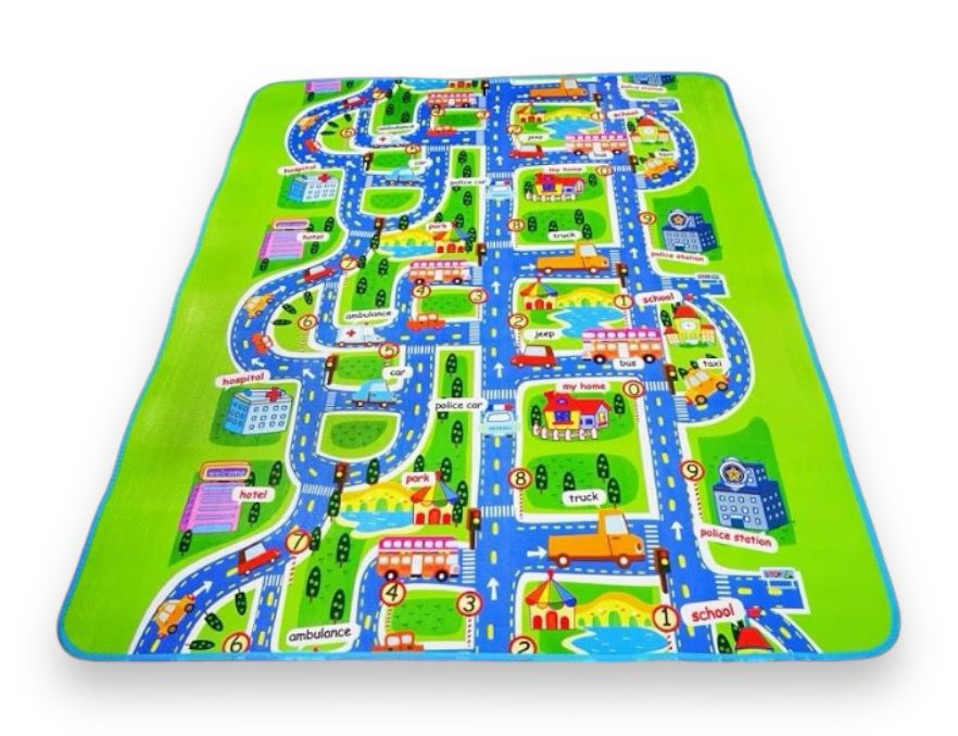 Covoras din Spuma pentru Copii Educativ, Oras, Animale si Alfabet, 2 Fete Colorate, 180 x 200 cm [2]