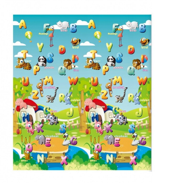 Covoras din Spuma pentru Copii Educativ, Oras, Animale si Alfabet, 2 Fete Colorate, 180 x 200 cm [1]