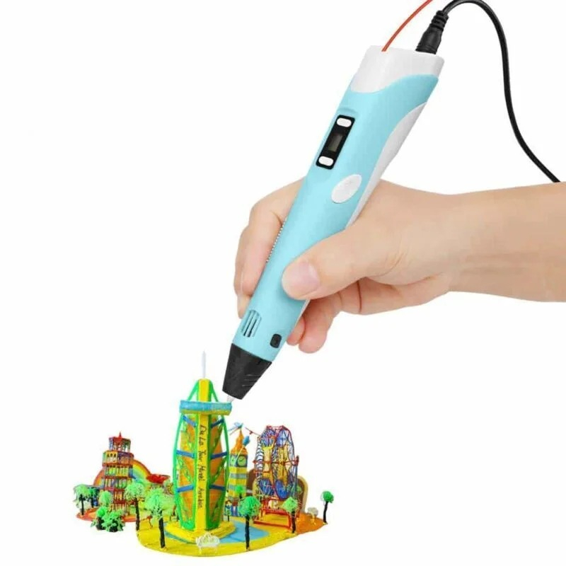 Creion 3D Portabil cu 20 de Rezerve Colorate, 100m Lungime Total - Albastru [8]