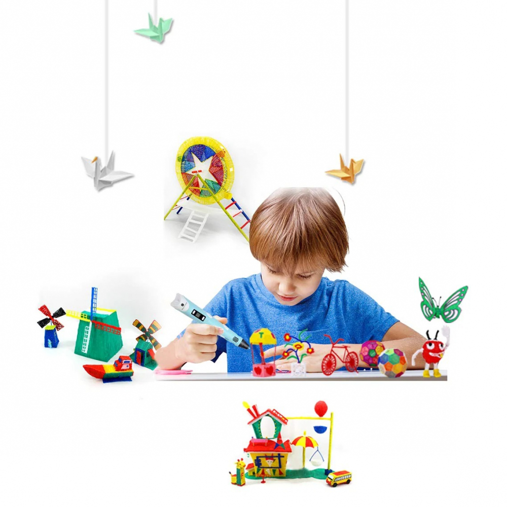 Creion 3D Portabil cu 20 de Rezerve Colorate, 100m Lungime Total - Galben [6]