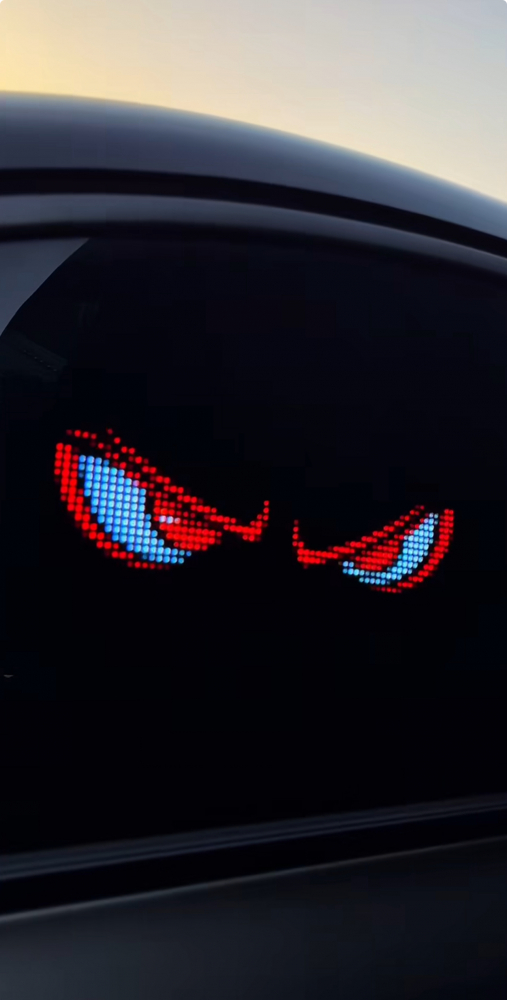 Display LED Animat Auto, Control prin Aplicație LOY SPACE (iOS & Android), Lipire pe Geam, Ochi, Text și Poze Personalizate și Altele [3]