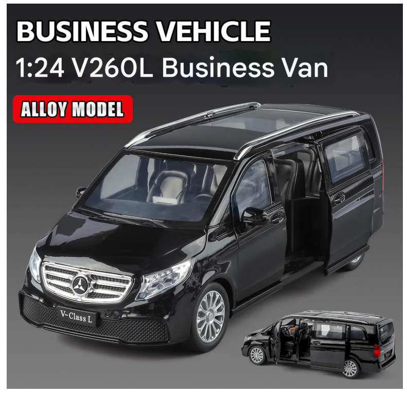 Masinuta Mercedes-Benz Vito Duba, din Metal, Pull Back, Lumini si Sunete, Usi si Portbagaj Funcionale, Interior Detaliat 1:1 [2]