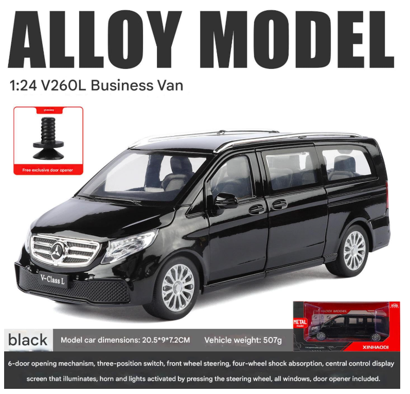 Masinuta Mercedes-Benz Vito Duba, din Metal, Pull Back, Lumini si Sunete, Usi si Portbagaj Funcionale, Interior Detaliat 1:1 [3]