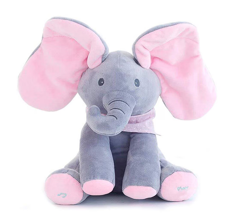 Elefant Peek-a-Boo, isi Acopera Ochii cu Urechile, 30 cm, Pufos, cu Sunete [4]