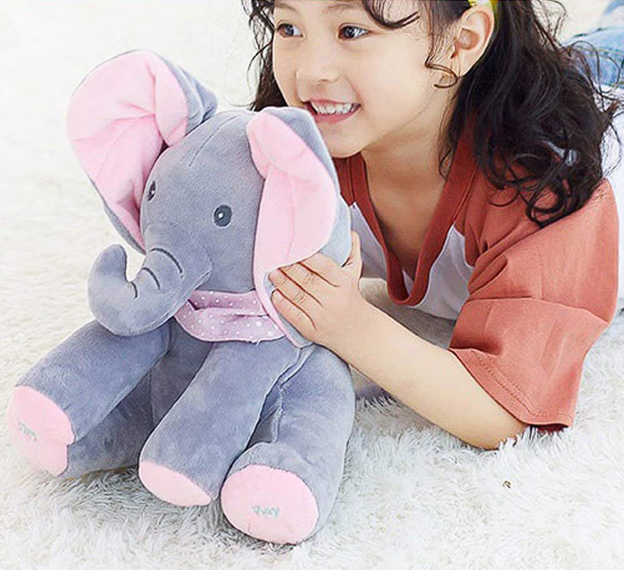 Elefant Peek-a-Boo, isi Acopera Ochii cu Urechile, 30 cm, Pufos, cu Sunete [3]