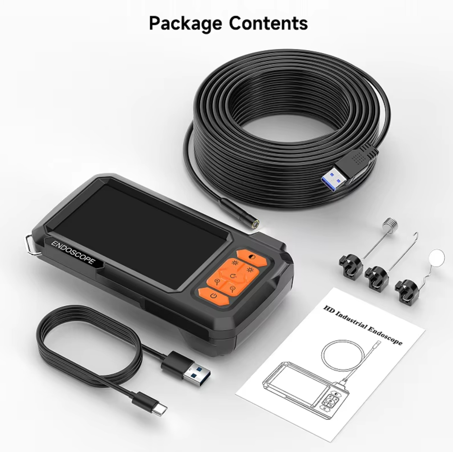 Camera Endoscop Industrial cu Ecran LCD 11 cm, Camera HD 1080P, Cablu 10m, Rezistent la Apa, Lumina LED Reglabila, Zoom, Rotire, Baterie 2600mAh [6]