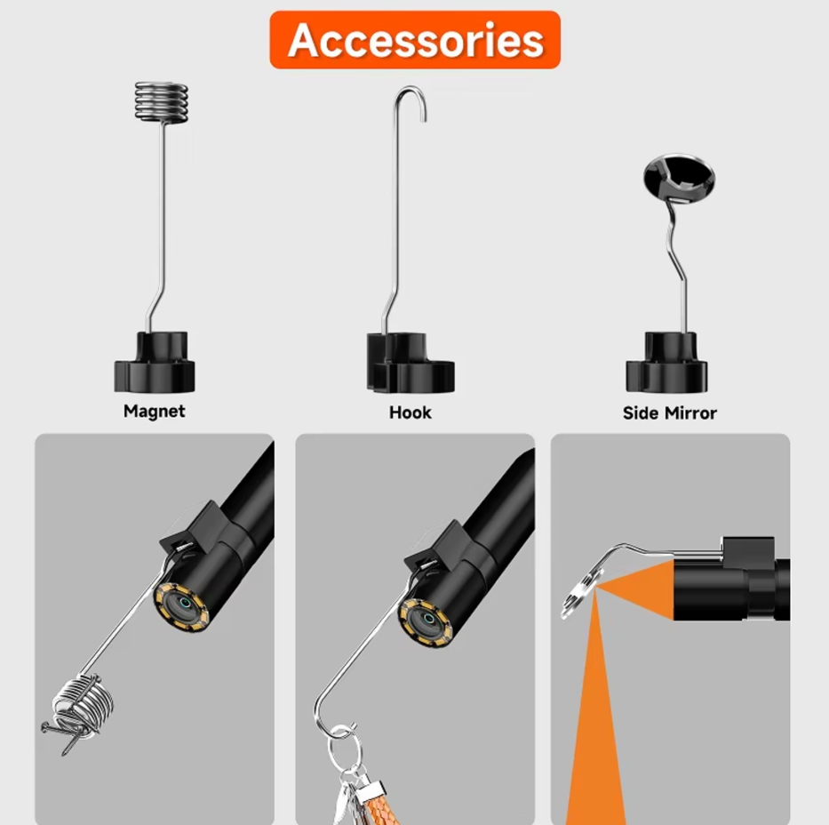 Camera Endoscop Industrial cu Ecran LCD 11 cm, Camera HD 1080P, Cablu 10m, Rezistent la Apa, Lumina LED Reglabila, Zoom, Rotire, Baterie 2600mAh [8]