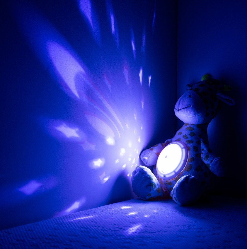 Jucărie de Plus Pinguin / Girafă cu Proiector Stele și Sunete Albe pentru Somn Copii, 25 cm, Night Light Baby [3]