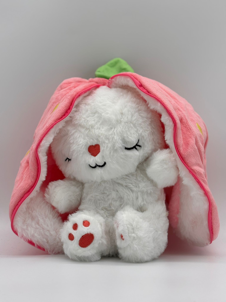Iepure Căpșună care Respira, 35 cm, cu Burtică Luminoasă, Muzica si Sunete, Ultra-Pufoasă [2]