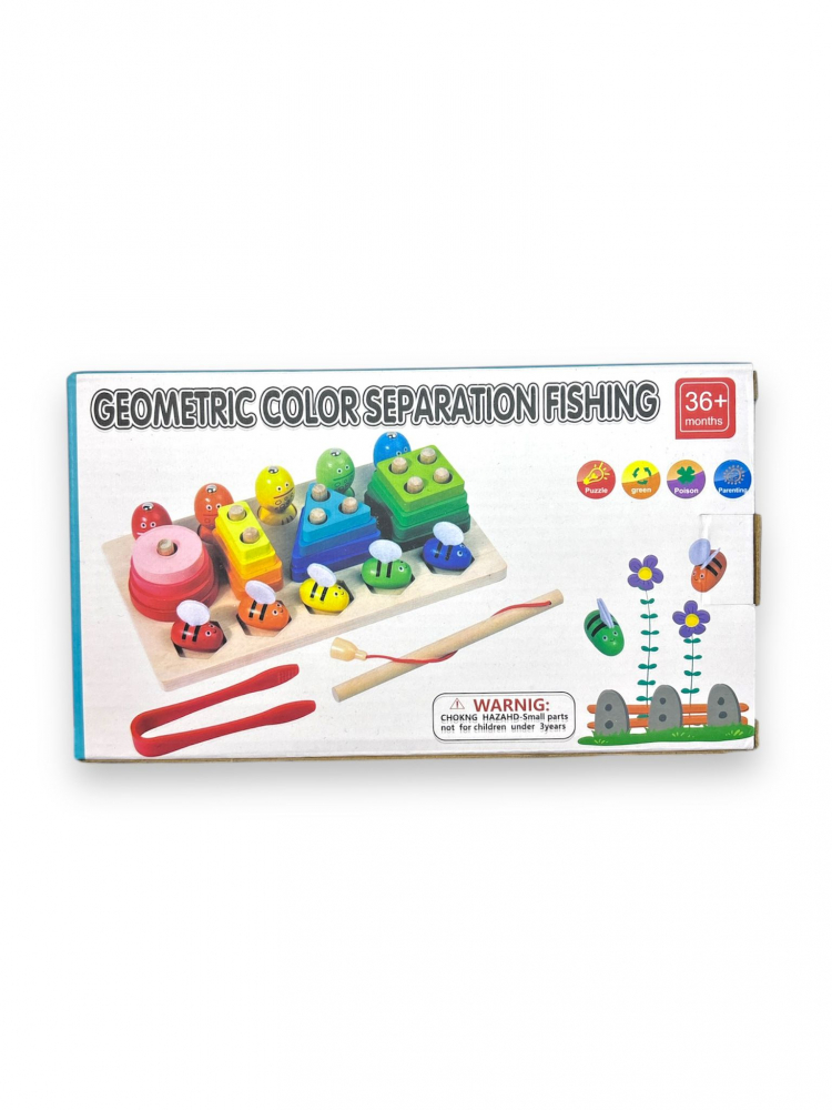 Joc din Lemn 3 in 1: Coloane Sortatoare, Joc de Pescuit si Joc de Dexteritate [3]