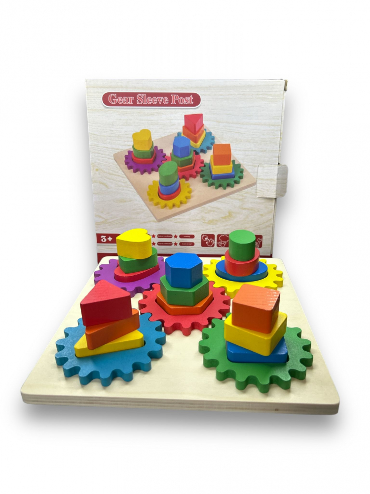 Joc Educativ Montessori din Lemn, Forme Geometrice, 5 Coloane, Multicolor [1]