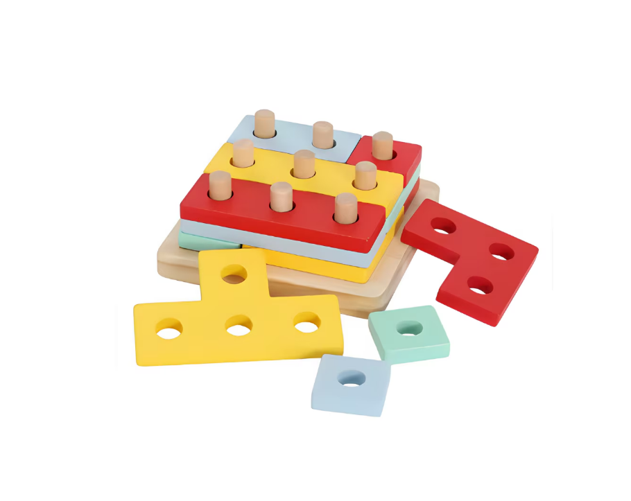 Joc educativ Montessori Sortator 4 in 1, Multicolor, Lemn, 40 Piese [4]