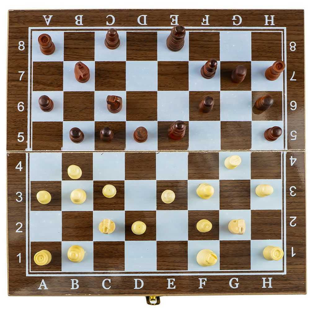 Joc Sah si Table din Lemn 40 x 20 cm, Maro [2]