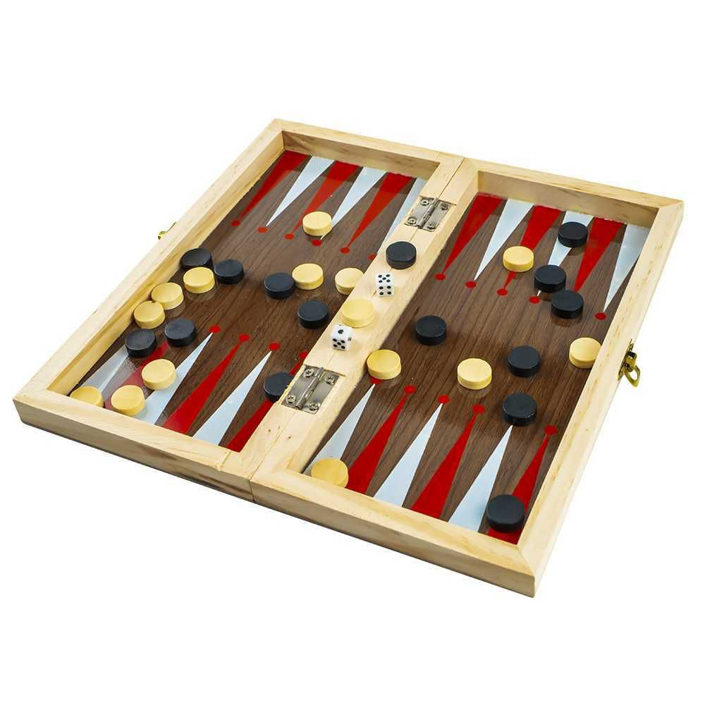 Joc Sah si Table din Lemn 40 x 20 cm, Maro [4]