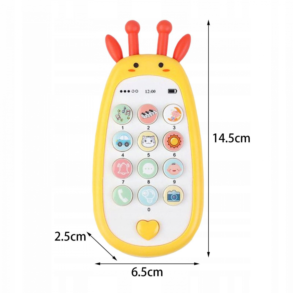 Jucarie 2 in 1 Telefon cu Jucarie de Dentitie, Girafa 15 cm - Galben [6]