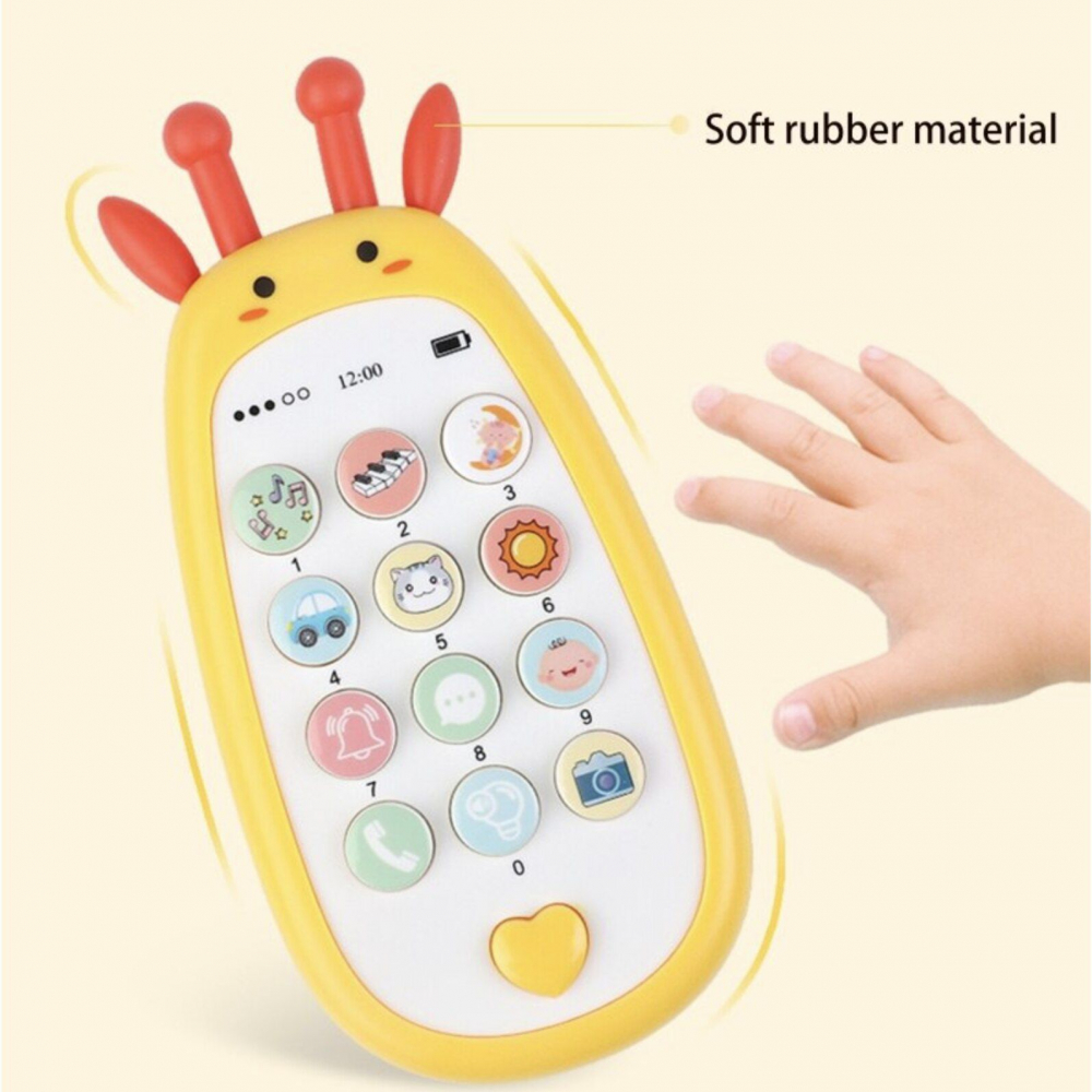 Jucarie 2 in 1 Telefon cu Jucarie de Dentitie, Girafa 15 cm - Galben [4]