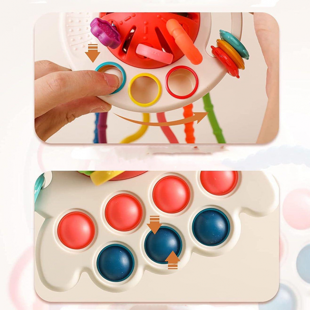 Jucarie Senzoriala Bebe Montessori, de Dentitie, 4 in 1, Snur din Silicon [15]