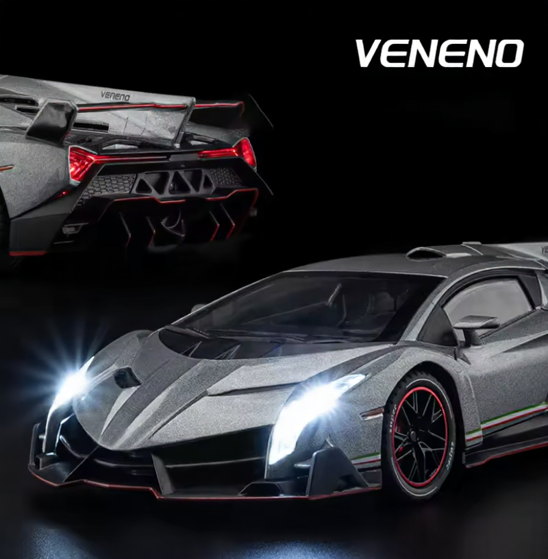 Mașină din Metal Lamborghini Veneno cu Telecomandă, RC 1:24, Lumini și Sunete, Uși Deschizătoare, 20 cm [2]