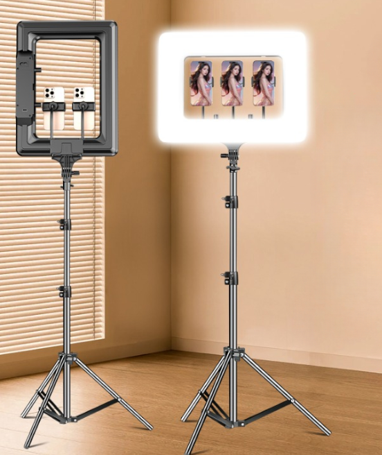 Lampă LED Profesională 30x40 cm, Cu Suport Pentru Stativ, 3 Suporturi Telefon, Reglaj Luminozitate și Temperatură Culoare, Telecomandă Wireless [4]